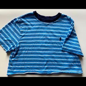 Blue striped Polo crop top